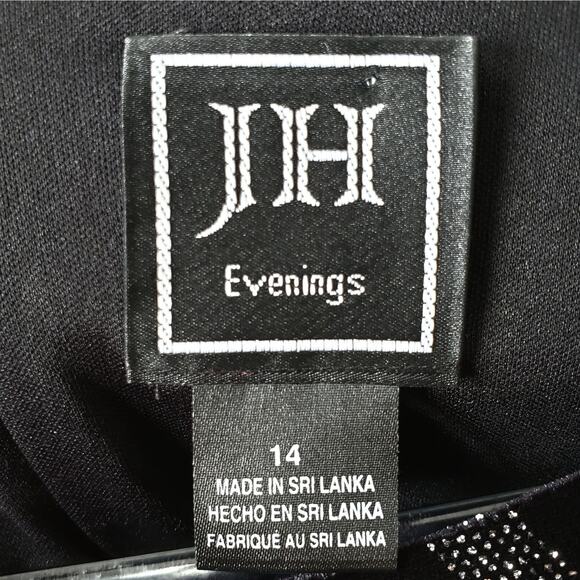 JH Evening Black Velvet Silver Glitter Mini Dress 14 Cocktail Cruise Party Event - Picture 6 of 11